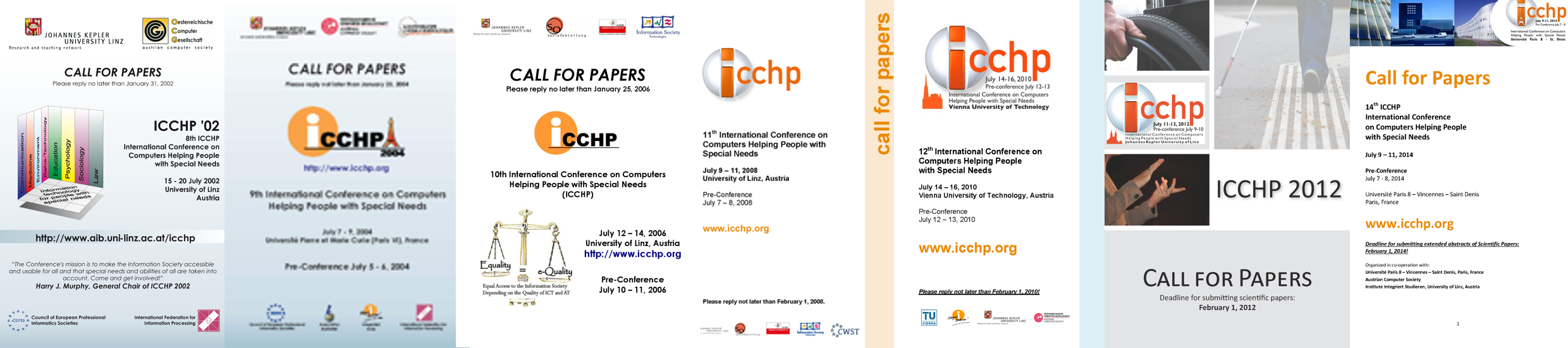 All ICCHP Call Covers from 2002 - 2014